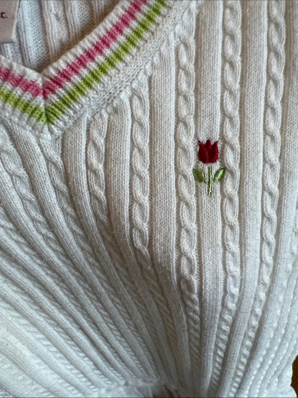 Vintage Gymboree White Cable Knit Sleeveless Tennis Dress Size 5 FREE Sunglasses